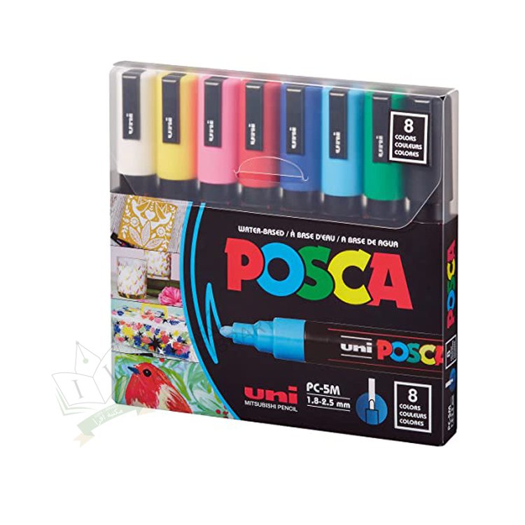 POSCA 8-Color Paint Marker Set, PC-5M Mediumمجموعة أقلام تلوين 8 ألوان من بوسكا ، PC-5M متوسط